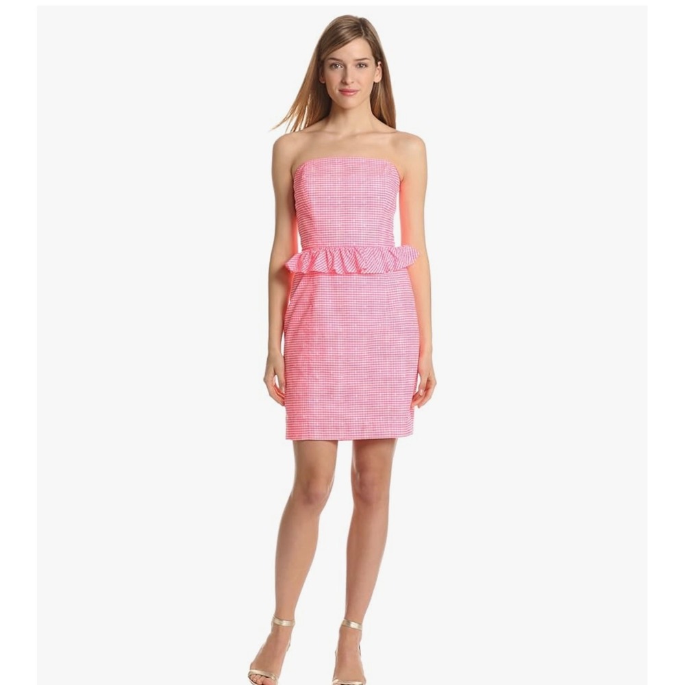 Lilly Pulitzer Lowe Pink White Dress Green Zipper Size 0 Sororityโ Event AKA